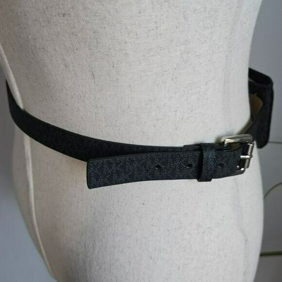 Michael Kors, New, MK Gray Black Logo Pebbled Leather Belt Bag, Small, Medium - Picture 6 of 12